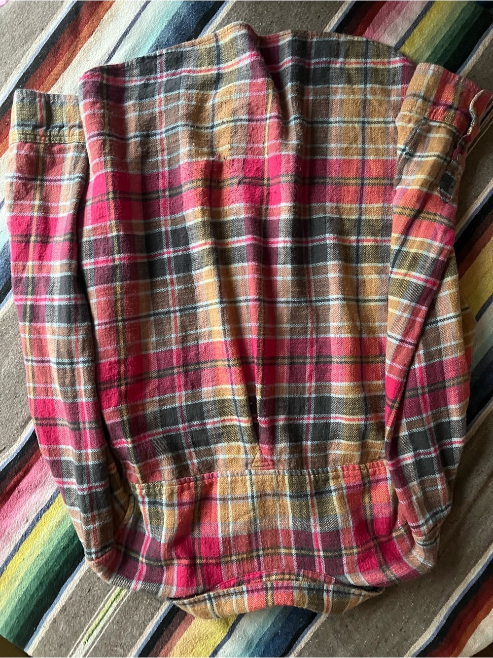 American Eagle Outfitters Plaid Button-Down Shirt Jacket - Pink, Brown, Yellow - Picture 6 of 6
